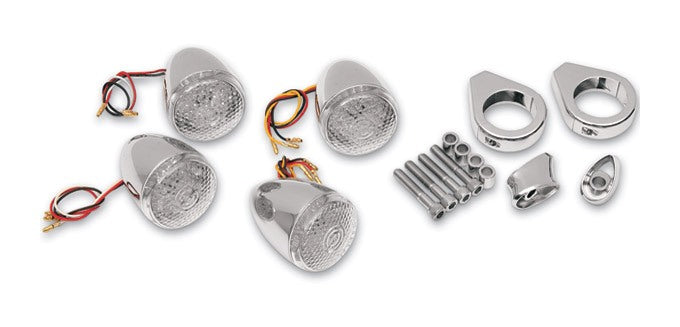 Drag Specialties Deuce Style LED Turn Signal Kit With Clear Honeycomb Lens