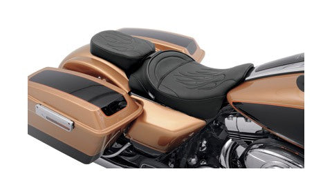 Drag Specialties Passenger Pillion With Flame Stitching For Harley Touring 1997-2025