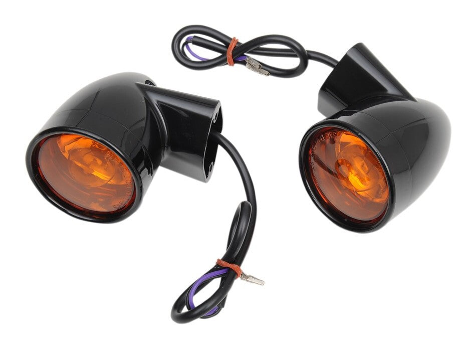  Drag Specialties Bullet-Style Rear Turn Signals For Harley 1986-2025 Gloss Black [Open Box]