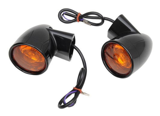  Drag Specialties Bullet-Style Rear Turn Signals For Harley 1986-2025 Gloss Black [Open Box]