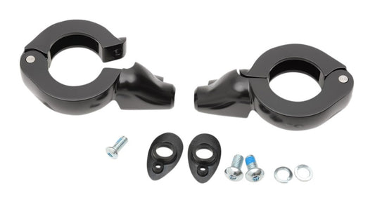  Drag Specialties Fork Mount Turn Signal Clamps 49MM / Black [Open Box]