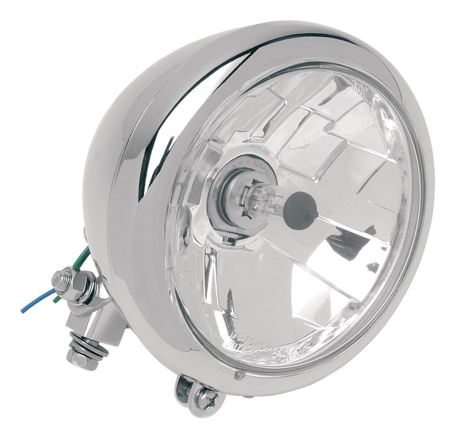  Drag Specialties 5 3/4" Diamond Style Bottom-Mount Headlight Assembly With Visor