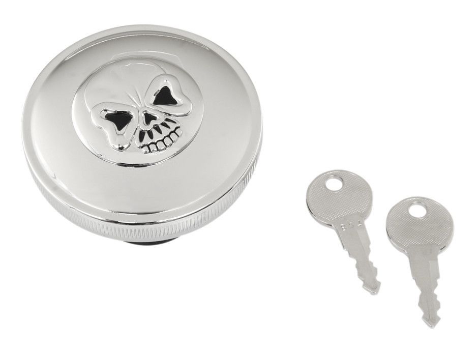  Drag Specialties Screw-In Locking Skull Gas Cap For Harley 1996-2018